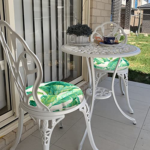 LVTXIII Outdoor All Weather Bistro Seat Cushions, Comfortable Fluffy Tufted Patio Chair Cushions Round 15"x15"x4" Set of 2 for Home Garden Furniture, Swaying Palms Capri