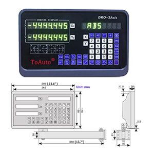 TOAUTO Digital Readout 2 Axis 3 Axis DRO Display Linear Scale 100~1000mm Precision 5um for Bridgeport/Knee Milling Lathe EDM Mill Machine (DRO-2Axis)