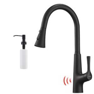 gimili motion sensor activated hands-free kitchen sink faucet with soap dispenser,matte black