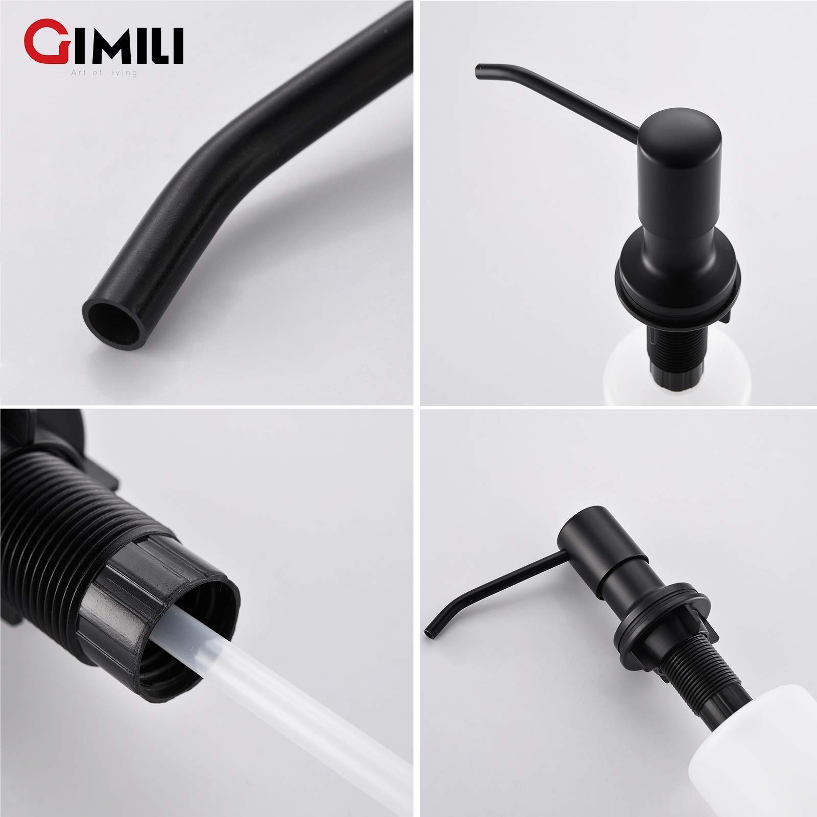 GIMILI Motion Sensor Activated Hands-Free Kitchen Sink Faucet with Soap Dispenser,Matte Black