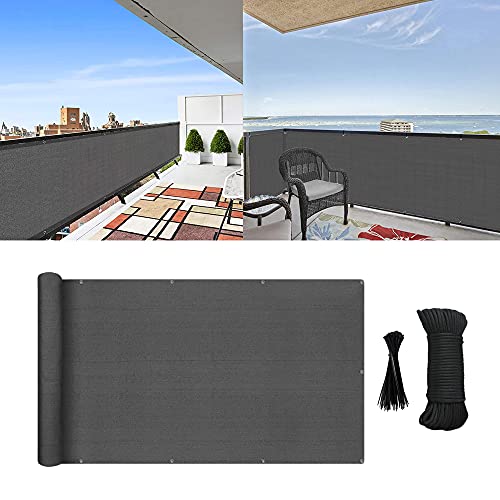 MIKK Balcony Privacy Screen, Privacy Cover Fence Screen Shield for Apartment Porch Deck Outdoor Backyard Patio Balcony 3×16.4' (Grey)