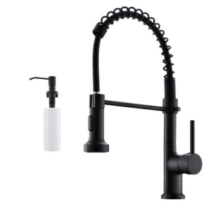 gimili spring kitchen sink faucet with soap dispenser matte black