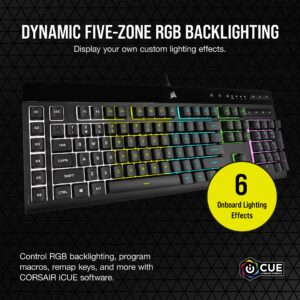 CORSAIR K55 RGB PRO-Dynamic RGB Backlighting - Six Macro Keys with Elgato Stream Deck Software Integration-IP42 Dust and Spill Resistant-Detachable Palm Rest-Dedicated Media and Volume Keys, Black