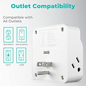 KMC USB-C PD Surge Protector 3-Outlet Wall Tap, USB-C Power Delivery Charger and USB-A Fast Charging Port, 500J Surge Protection, Wall Mountable Outlet Adapter for Home, Office, Dorm Essentials, White