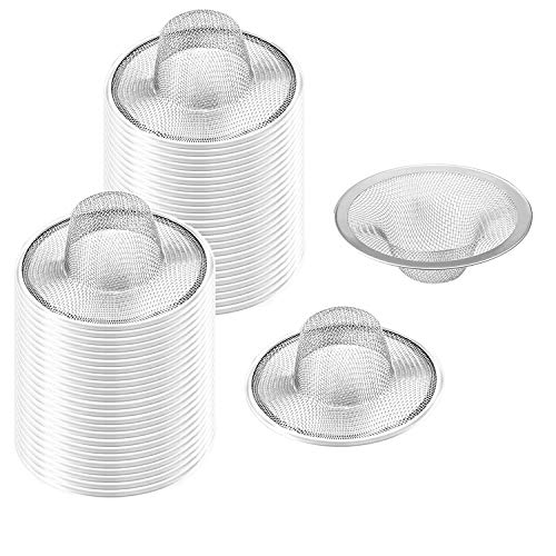 Shower Hair Drain Catcher, Stainless Steel Sink Strainer Hair Catcher Basket Filter Trap Fits Most Kitchen Sinks, Bathroom Sinks, Shower Tub Drains (50 Pack, 2.75 inch)