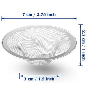 Shower Hair Drain Catcher, Stainless Steel Sink Strainer Hair Catcher Basket Filter Trap Fits Most Kitchen Sinks, Bathroom Sinks, Shower Tub Drains (50 Pack, 2.75 inch)