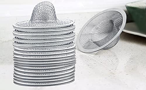 Shower Hair Drain Catcher, Stainless Steel Sink Strainer Hair Catcher Basket Filter Trap Fits Most Kitchen Sinks, Bathroom Sinks, Shower Tub Drains (50 Pack, 2.75 inch)