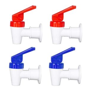 ohoh 4 sets bpa-free replacement cooler faucet, 2 blue and 2 red reusable water dispenser tap set, internal thread plastic spigot