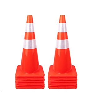 [ 12 pack ] 28" traffic cones plastic road cone pvc safety road parking cones weighted hazard cones construction cones orange parking barrier safety cones field marker cones traffic cones (12)