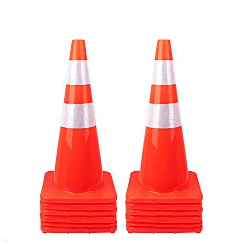 [ 12 Pack ] 28" Traffic Cones Plastic Road Cone PVC Safety Road Parking Cones Weighted Hazard Cones Construction Cones Orange Parking Barrier Safety Cones Field Marker Cones Traffic Cones (12)