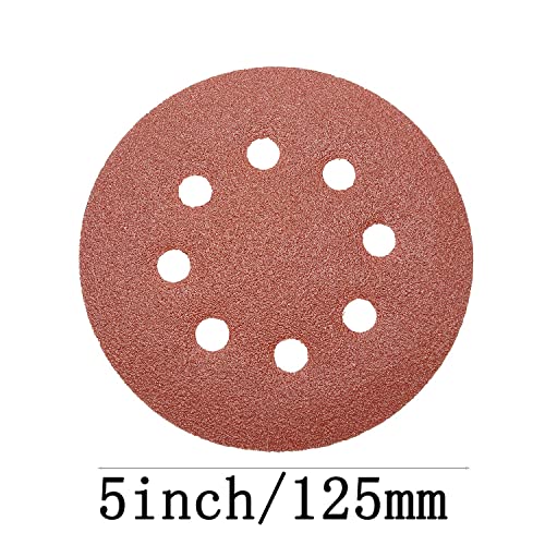 35 Pcs Sanding Discs, 5 Inch Hook and Loop Sandpaper Set 8 Hole Sanding Discs 7 Grades Include 60, 80, 100, 120, 150, 180, 240 Assorted Grit Sand Paper for Random Orbital Sander