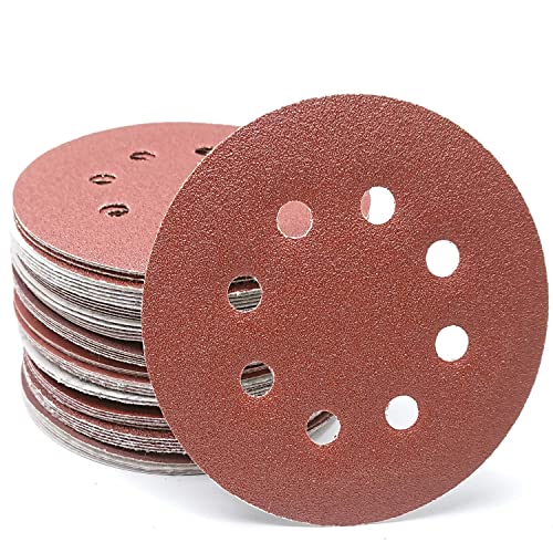 35 Pcs Sanding Discs, 5 Inch Hook and Loop Sandpaper Set 8 Hole Sanding Discs 7 Grades Include 60, 80, 100, 120, 150, 180, 240 Assorted Grit Sand Paper for Random Orbital Sander