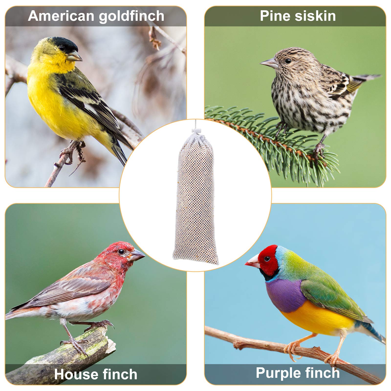 Weewooday Finch Sock Feeder Thistle Socks Bird Feeder Instant Seed Sack Feeder 4.7 x 11 Inch(White, 6 Pieces)