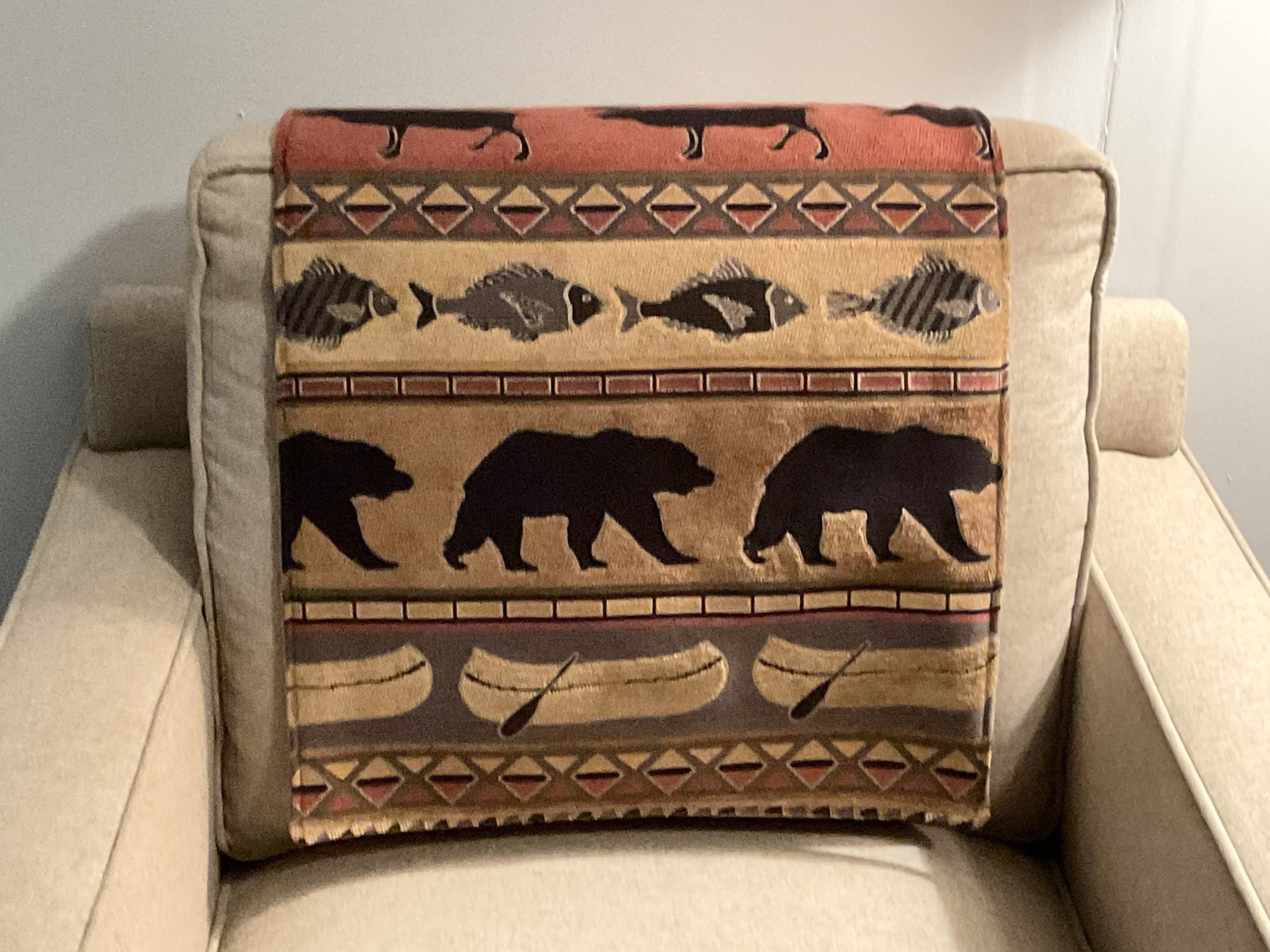 Headrest Cover 'ELK’ for chair cover, protector pad, RV's, sofas, loveseats, office chair, headrest cover recliners, theater chair, log cabin, slipcovers, furniture protectors. 17x26 By: Bittlemen Co.