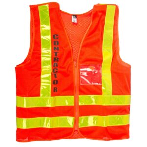 kitchday nycta contractor high visibility reflective safety vest with zipper and pocket orange (large)