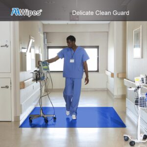 AAwipes Sticky Mats 18" x 36" (Blue, Case of 10 Mats, 30 Sheets/Mat) Cleanroom Sticky Floor Mats Peel Off for Construction, Laboratory, Hospital, Medical Office, Gym, Pet