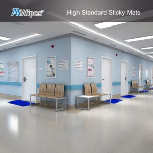 AAwipes Sticky Mats 18" x 36" (Blue, Case of 10 Mats, 30 Sheets/Mat) Cleanroom Sticky Floor Mats Peel Off for Construction, Laboratory, Hospital, Medical Office, Gym, Pet