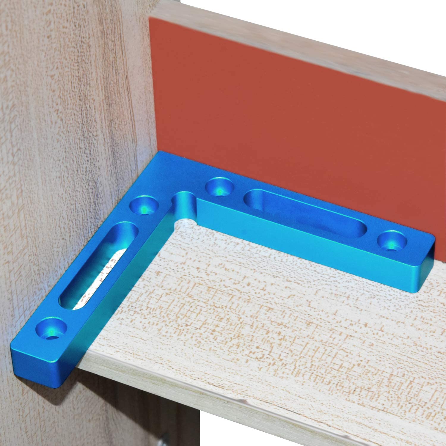 4PCS 90 Degree Aluminium Alloy Positioning Squares, 4.7" x 4.7" Right Angle Clamps Woodworking Carpenter Tool, Corner Clamping Square for Picture Frames Squares Assemble Cabinets Drawers, Blue