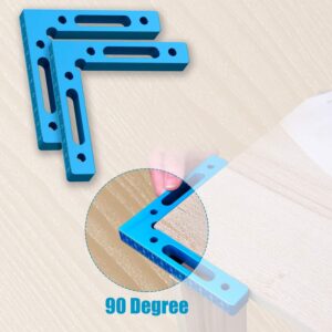 4PCS 90 Degree Aluminium Alloy Positioning Squares, 4.7" x 4.7" Right Angle Clamps Woodworking Carpenter Tool, Corner Clamping Square for Picture Frames Squares Assemble Cabinets Drawers, Blue