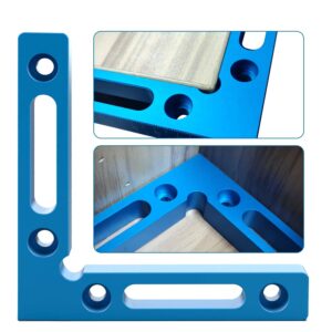 4PCS 90 Degree Aluminium Alloy Positioning Squares, 4.7" x 4.7" Right Angle Clamps Woodworking Carpenter Tool, Corner Clamping Square for Picture Frames Squares Assemble Cabinets Drawers, Blue