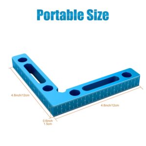 4PCS 90 Degree Aluminium Alloy Positioning Squares, 4.7" x 4.7" Right Angle Clamps Woodworking Carpenter Tool, Corner Clamping Square for Picture Frames Squares Assemble Cabinets Drawers, Blue