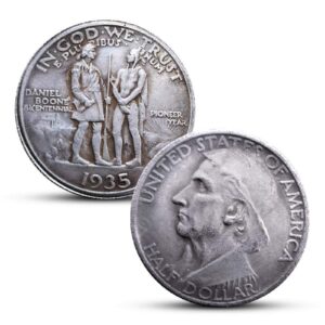 MKIOPNM 1935 Daniel Boone 200th Anniversary Half Dollar Commemorative Silver Coin Pioneer Coin Western Cowboy Theme Substitutes for Exquisite Handicraft Currencies