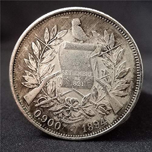 Guatemala 1894 Big Silver Dollar, Qing Silver Round Silver Coin Commemorative Coin, Foreign Currency Coin Collection, Silver Plated Coin Substitutes for Exquisite Handicraft Currencies