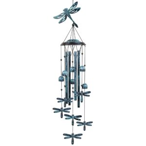 monsiter qe outdoors wind chimes with 4 aluminum tubes - dragonfly s hook, wind bells hanging decorate for patio, garden, backyard or porch