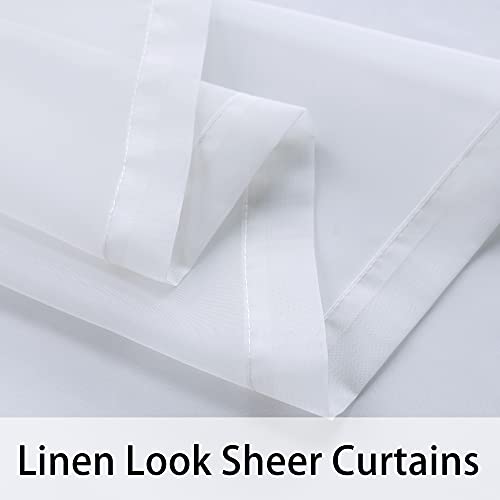 BONZER White Outdoor Sheer Curtains for Patio Waterproof - 2 Panels Grommet Indoor Voile Sheer Curtain for Living Room, Bedroom, Porch, Pergola, Cabana,54 x 84 inch, White