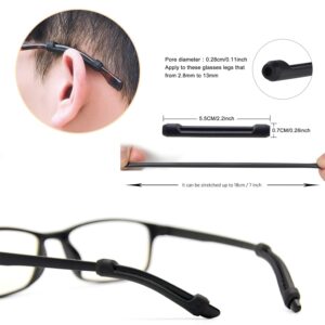 SMARTTOP Glasses Ear Cushion-Anti-Slip Eyeglasses Ear Grips Sleeve-Silicone Soft Glasses Ear Hook Holder For Men Women Kids Sports Study and Work (BLACK,6pairs)