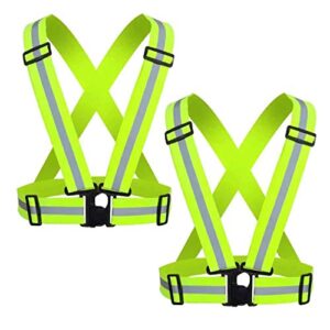cezmkio reflective safety vest 2pcs - high visibility vest adjustable straps for outdoor jogging, cycling, walking and riding