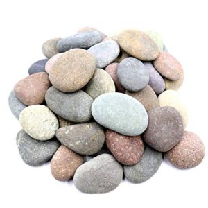 50 rocks for painting – bulk multi-colored large rock painting stones, 2” - 3.5” inch super smooth and flat, non-porous craft painting rocks, 100% natural river rocks for mandala and kindness stones