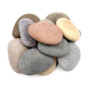 12 extra-large rocks for painting – multi-colored craft rock painting stones, 3.5” - 4.5” inch smooth and flat, non-porous painting rocks, 100% natural river rocks for mandala and kindness stones