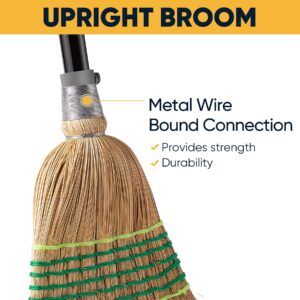 Yocada Heavy-Duty Broom Corn Broom Outdoor Commercial Indoor Perfect for Courtyard Garage Lobby Mall Market Floor Home Office Leaves Stone Dust Rubbish 59.8"