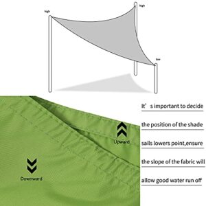 Jneaicn Shade Sail Waterproof Sun Canopy Triangle 6'5''x 6'5''x 6'5'' Shade Sails UV Block for Patio Backyard Lawn Yard in Color Green