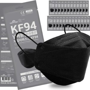 HAPPYDAY , 25 Packs, Made in KOREA Premium KF94 Micro Dust Protection Individually Packaged Black Face Mask Large