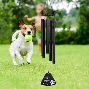 pet memorial wind chimes, large 31" paw prints pet sympathy wind chimes, gift for pet owner to remember & miss a dog cat & other pet, home decor outdoor garden metal wind chimes(black)