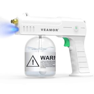 veamor nano sanitizer spray machine, handheld ulv electric spray gun fogger, rechargeable portable mist gun disinfection machine with strong light.