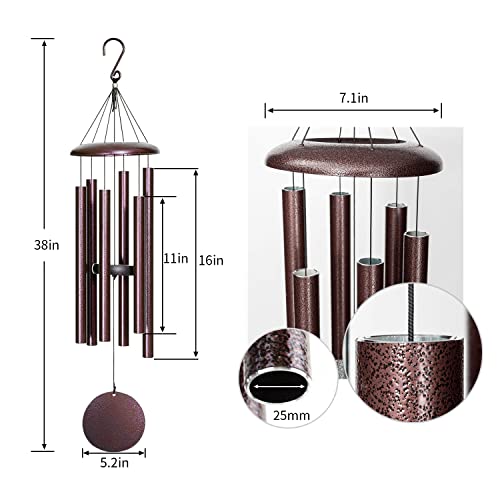 FDOCOI Wind Chimes for Outside Deep Tone,38'' Large Memorial Wind Chimes Outdoor,Sympathy Wind Chimes Gifts for mom/Grandma,Balcony,Garden Décor,Bronze