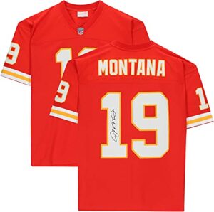 joe montana kansas city chiefs autographed red replica mitchell & ness jersey - autographed nfl jerseys