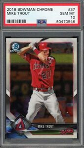 mike trout 2018 bowman chrome baseball card #37 graded psa 10 gem mint