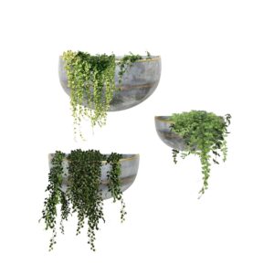 Set 3 Hanging Planter for Outdoor & Indoor Plants, Galvanized Iron Pot, Large Flower Hanger for Patio, Window, Garden, Balcony and Terrace, Modern Wall Hanging Basket, Boho Chic Metal Holder