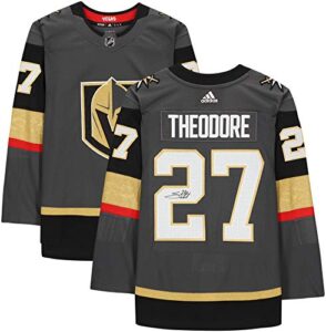 shea theodore vegas golden knights autographed black adidas authentic jersey - autographed nhl jerseys