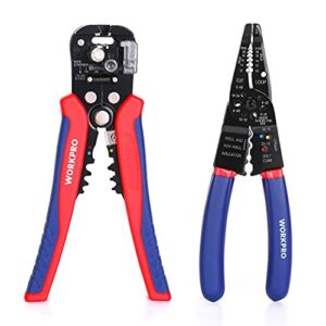 workpro wire stripper set, 8-inch multi-tool stripper and 8-inch self-adjusting wire stripper set for stripping, cutting and crimping
