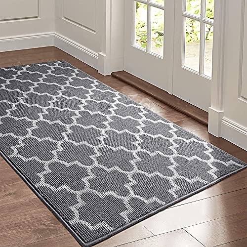 Indoor Doormat 36"x 59", Absorbent Front Back Door Mat Floor Mats, Rubber Backing Non Slip Door Mats Inside Entrance Door Runner Rug Mud Dirt Trapper, Machine Washable Low Profile-Grey Lantern