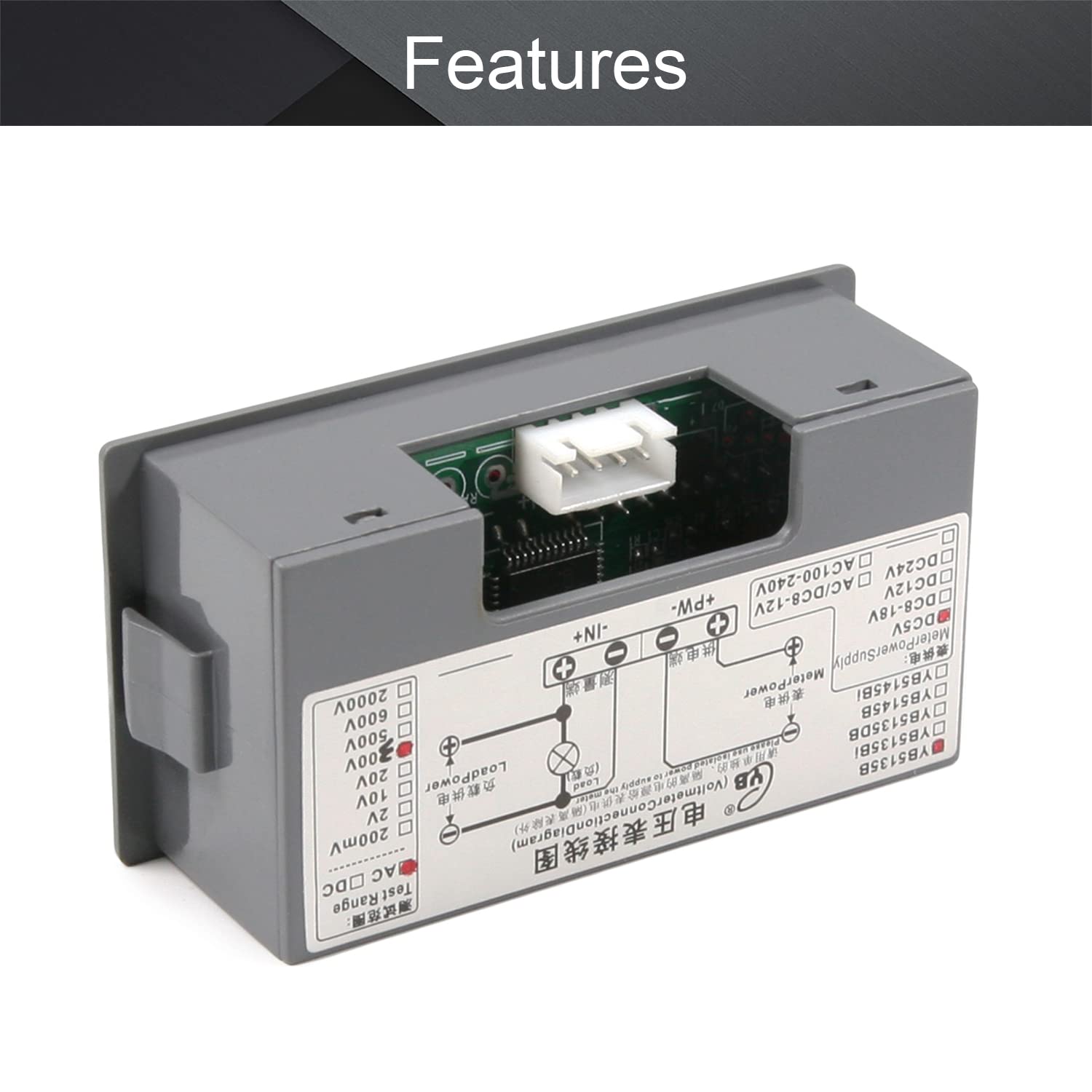 Fielect Digital DC Voltmeter Panel DC 0-600V LED Digital Volt Voltmeter Panel DC Voltmeter, 4 1/2 Digit