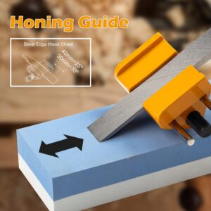 TOLESA Honing Guide Yellow for Wood Chisel Edge Sharpening Holder,Fits Chisels 1/8” to 1-7/8”, Fits Planer Blades 1-3/8” to 3-1/8”