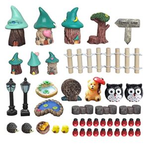 bezalel mini fairy garden accessories outdoor - miniature fairy garden supplies miniature garden accessories with fairy garden animals, houses, decor for garden patio micro landscape yard bonsai