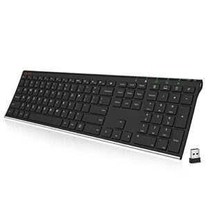 allife 2.4g wireless keyboard stainless steel ultra slim full size keyboard with numeric keypad for computer/desktop/pc/laptop/surface/smart tv and windows 10/8/ 7 built in rechargeable battery