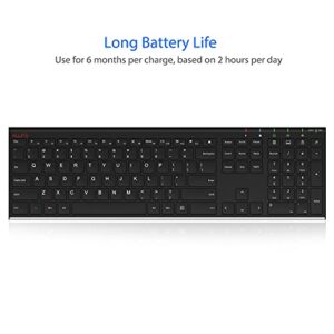 ALLIFE 2.4G Wireless Keyboard Stainless Steel Ultra Slim Full Size Keyboard with Numeric Keypad for Computer/Desktop/PC/Laptop/Surface/Smart TV and Windows 10/8/ 7 Built in Rechargeable Battery